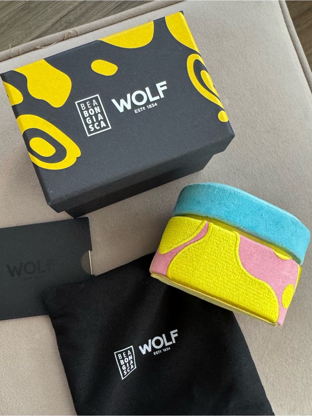 Bea Bongiasca x Wolf Velour Small Jewelry Box - Pink, Blue, Yellow